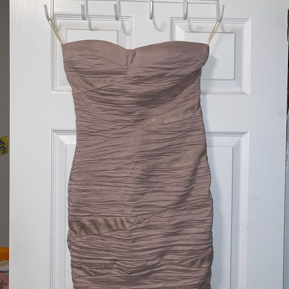 Poetry Mauve Strapless Ruched Bodycon Mini Dress